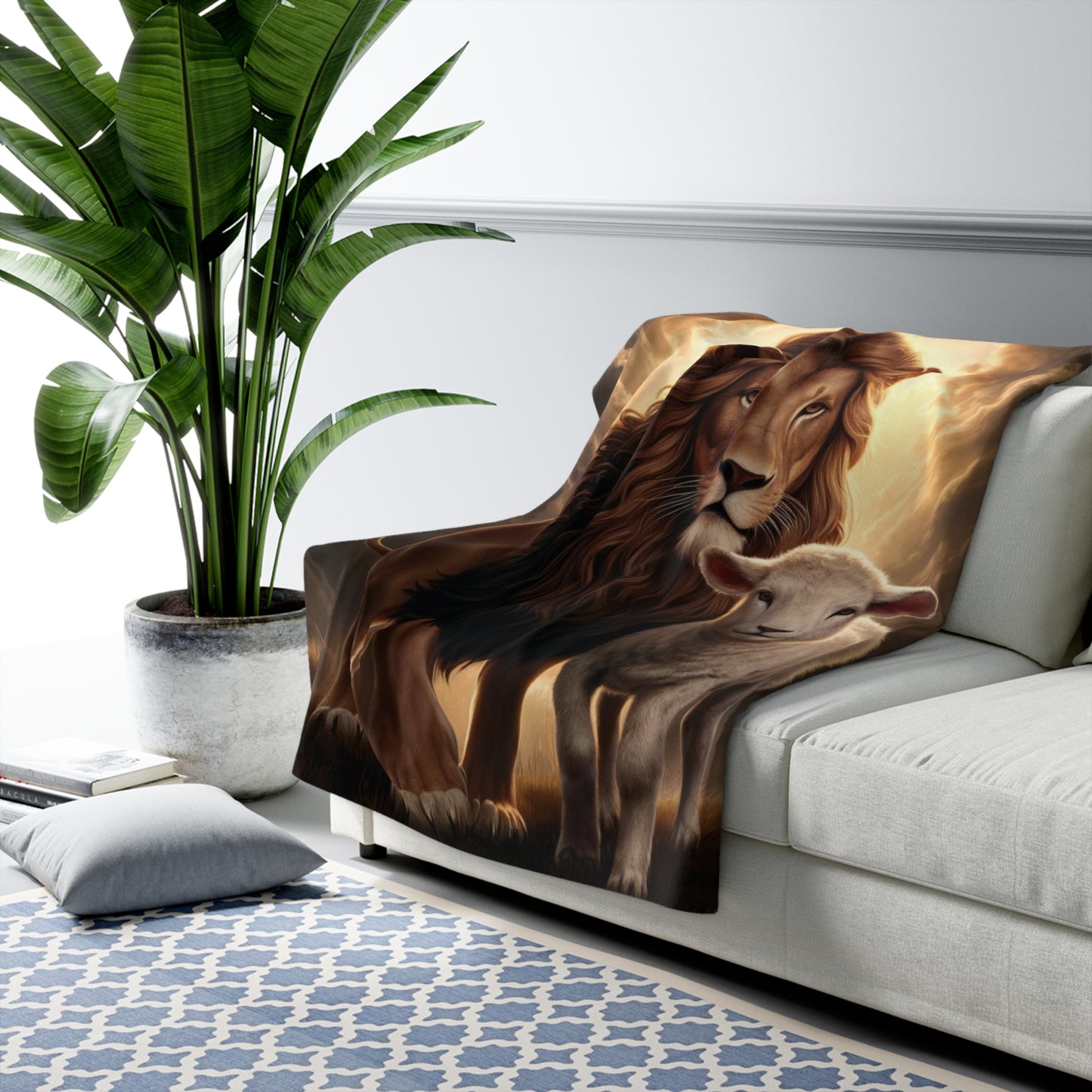 Lion and the Lamb Sherpa Fleece Blanket