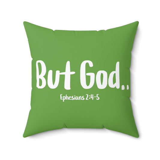 But God Faux Suede Square Pillow